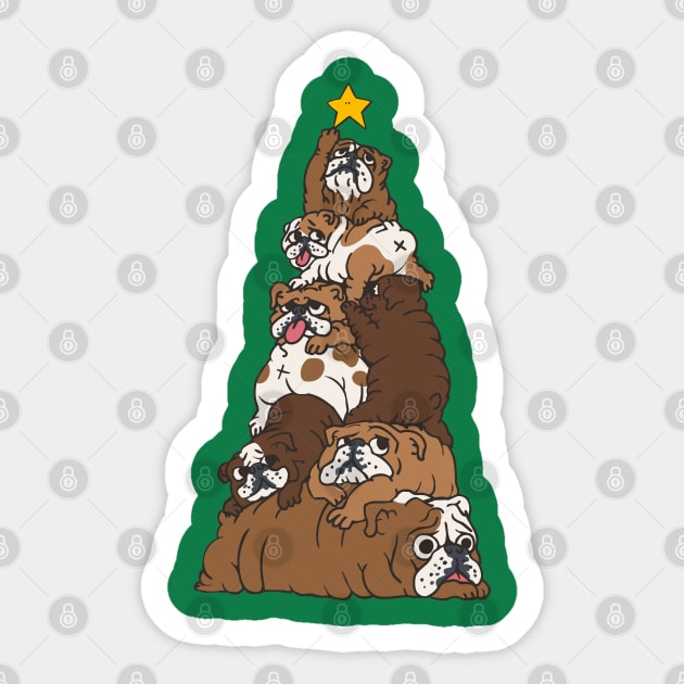 Christmas Tree English Bulldog Sticker by huebucket